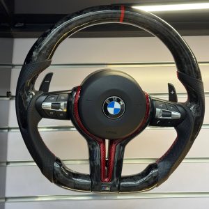 Alternative view of BMW Steering Wheel Upgrade – Forged Carbon Fibre & Red Carbon Fibre Trim