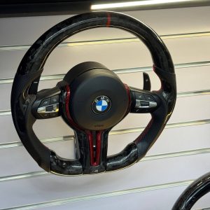 BMW Steering Wheel Upgrade – Forged Carbon Fibre & Red Carbon Fibre Trim